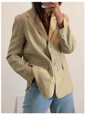 ZARA 100% linen straight cut blazer